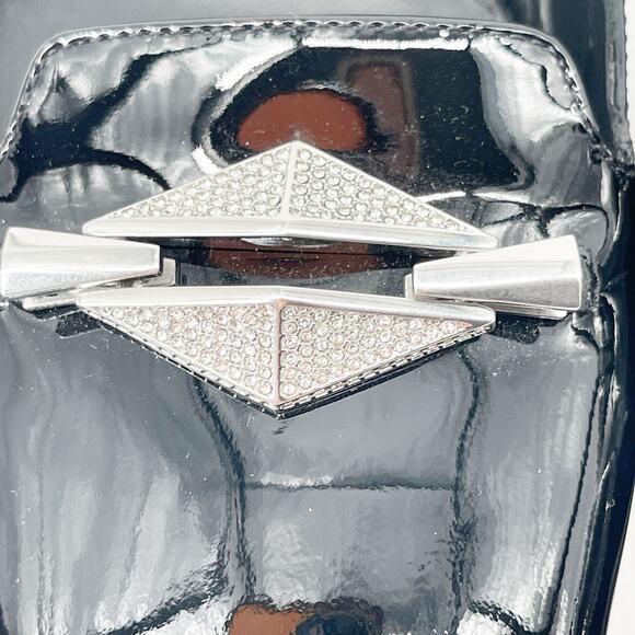 Jimmy Choo Black Patent Leather Ravi Crystal Square Toe Ballerina Pumps IT 38 - Picture 7 of 11